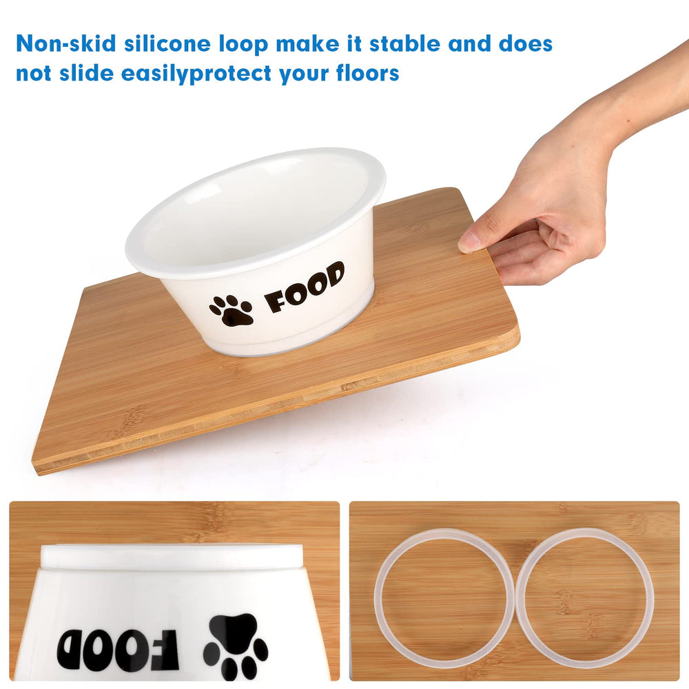 FOREYY ceramic cat bowl with non-slip band prevents sliding during meals.
