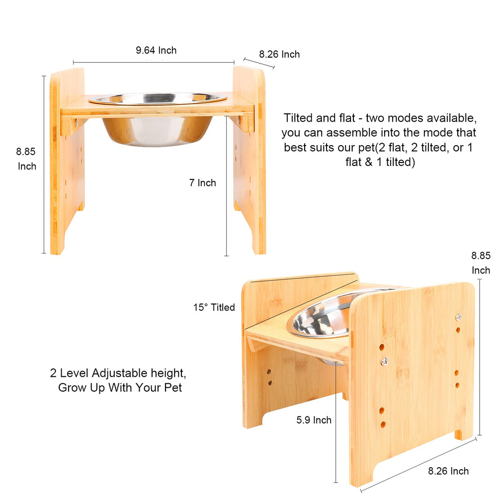 YY FOREYY elevated feeder with wood stand supports growing pets during meals