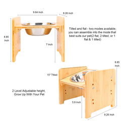 YY FOREYY elevated feeder with wood stand supports growing pets during meals