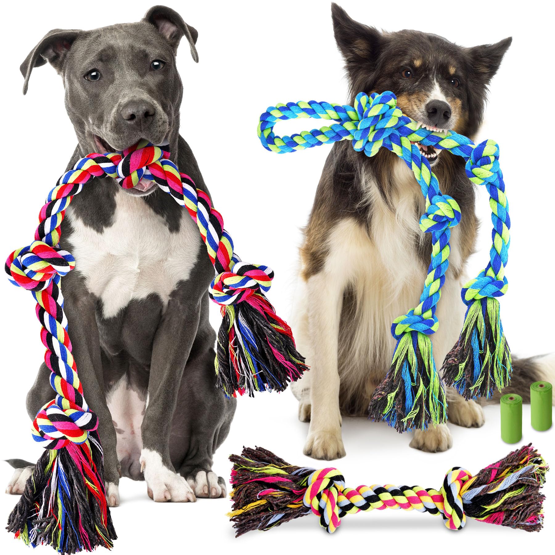 Forfon rope toy set for tug-of-war, durable play for aggressive chewers.