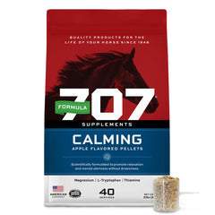 Formula 707 Calming Equine 5lb bag front promotes calmness during training.