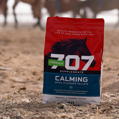 Formula 707 Calming Equine Supplement serving spoon demonstrates easy dosing.