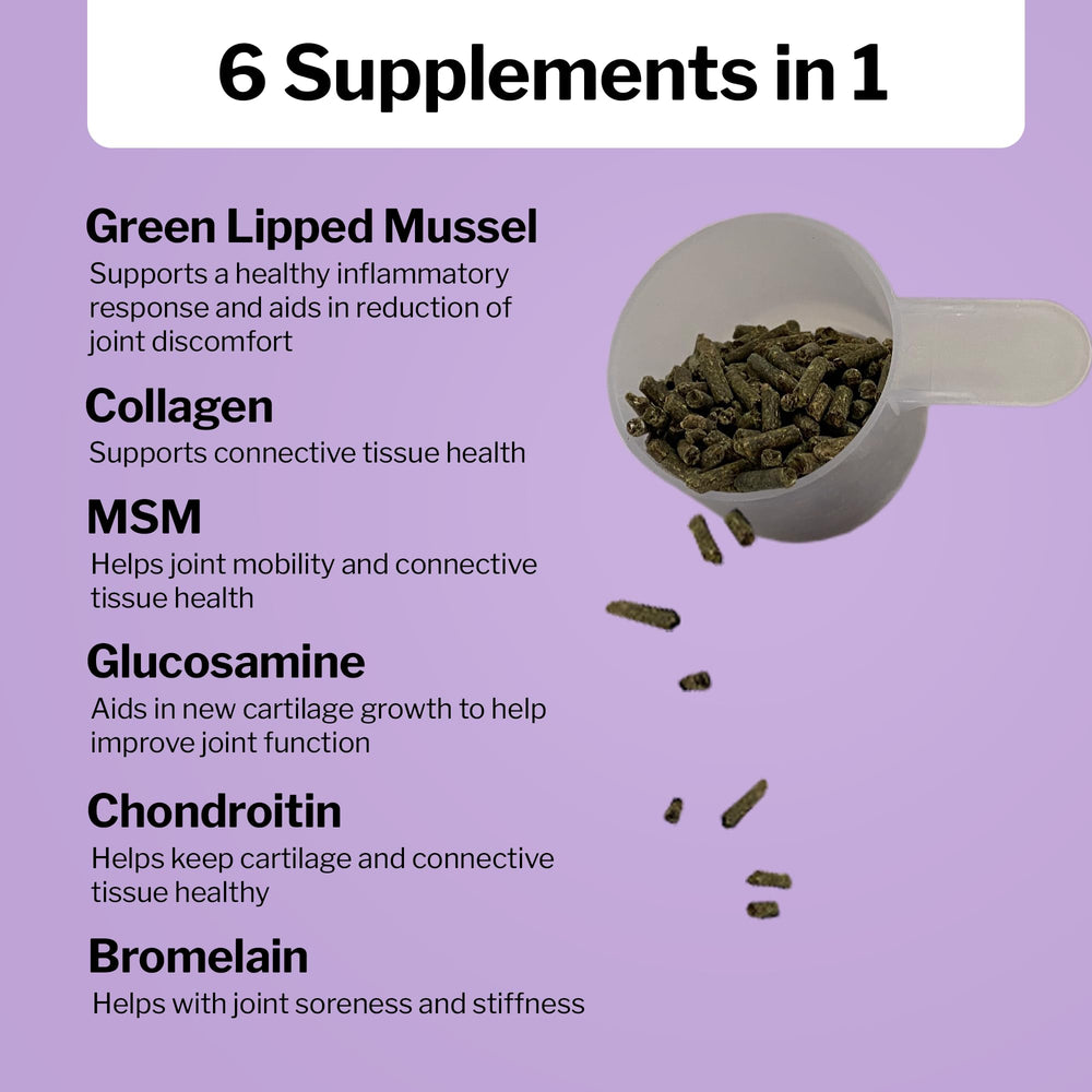 Formula 707 Green-Lipped Mussel ingredient panel highlights natural joint ingredients