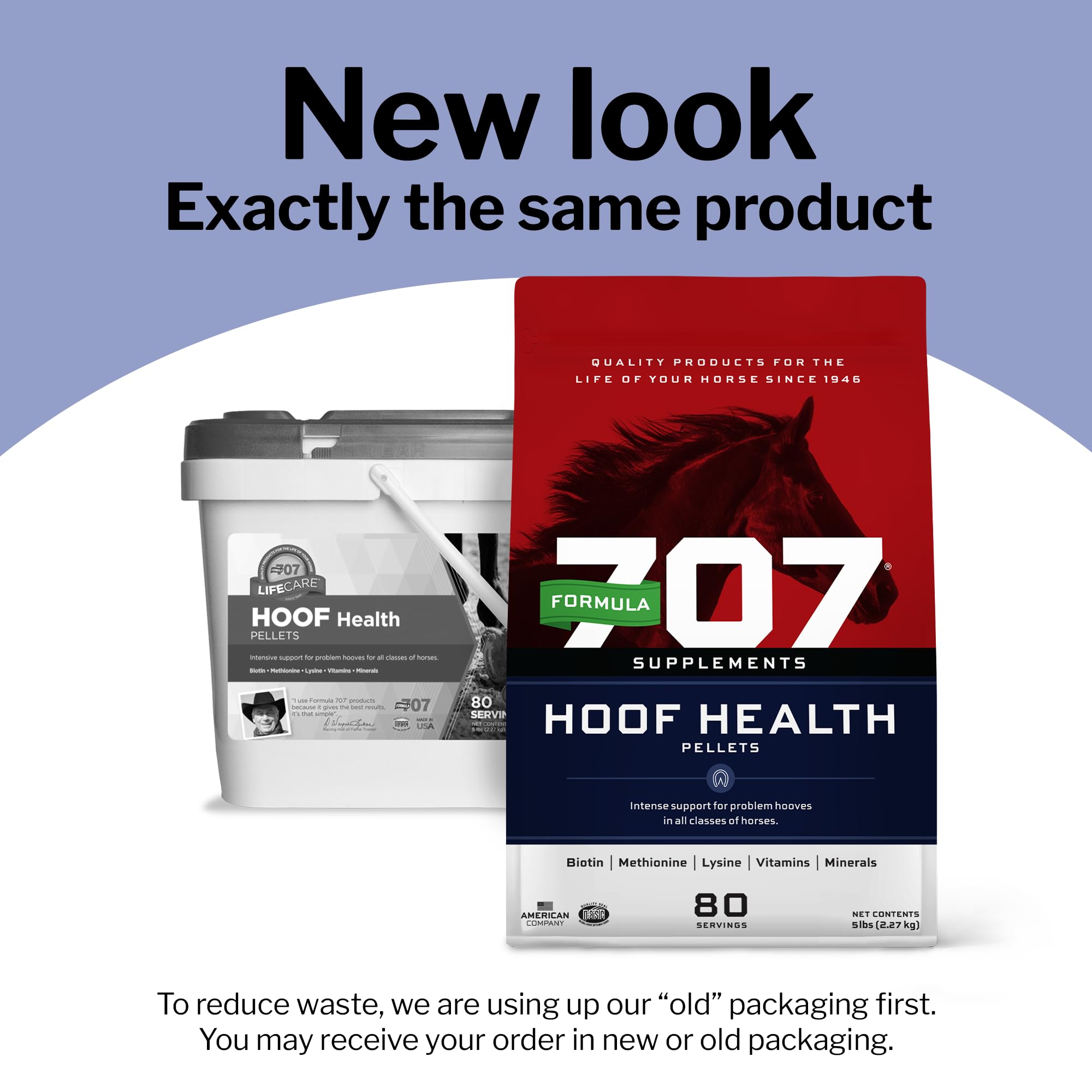 Formula 707 hoof health bag 5lb for convenient feeding.