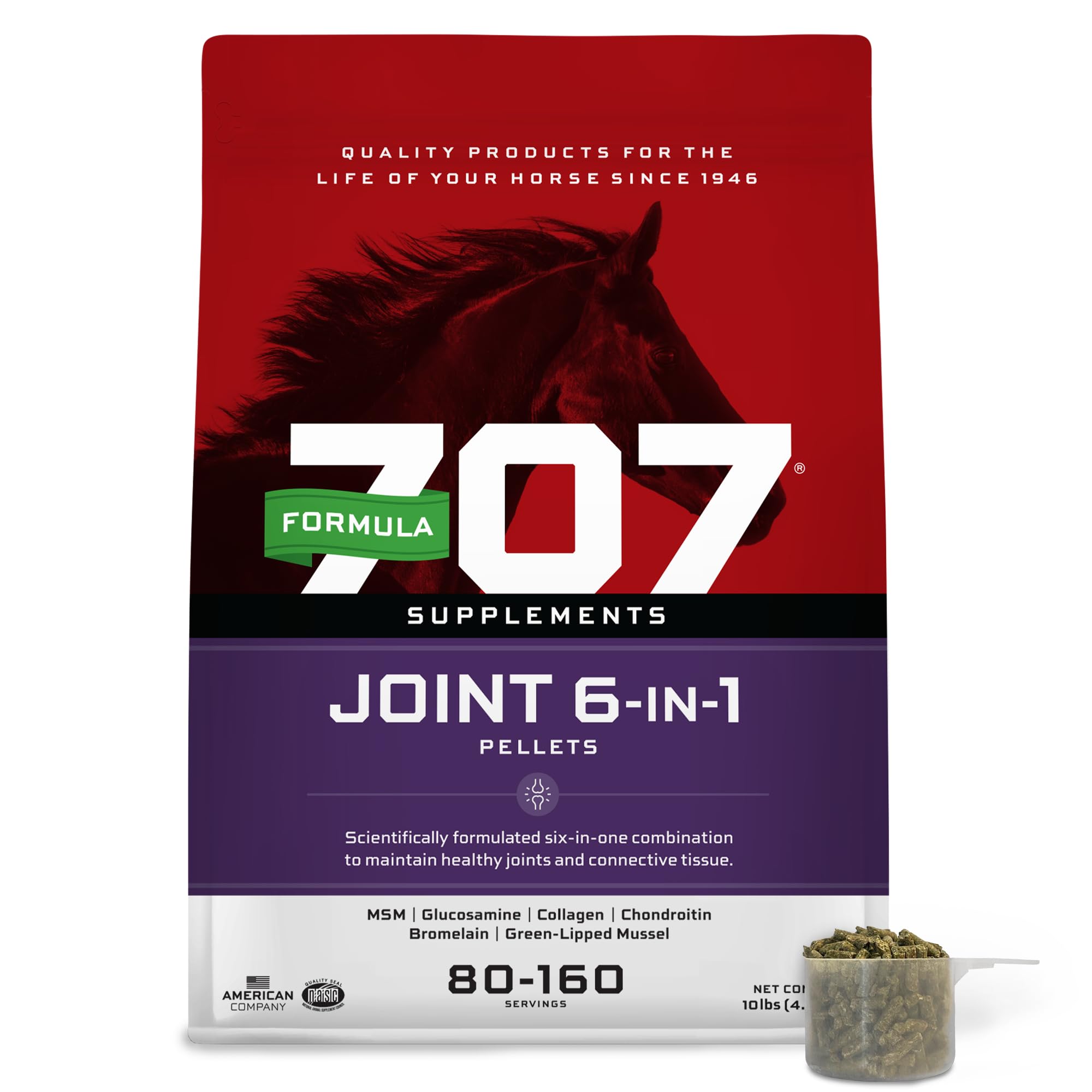 Formula 707 Joint 6in1 pellets bag enables easy daily joint support for horses