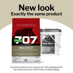 Formula 707 MultiFly in barn scene shows horse-safe fly management.