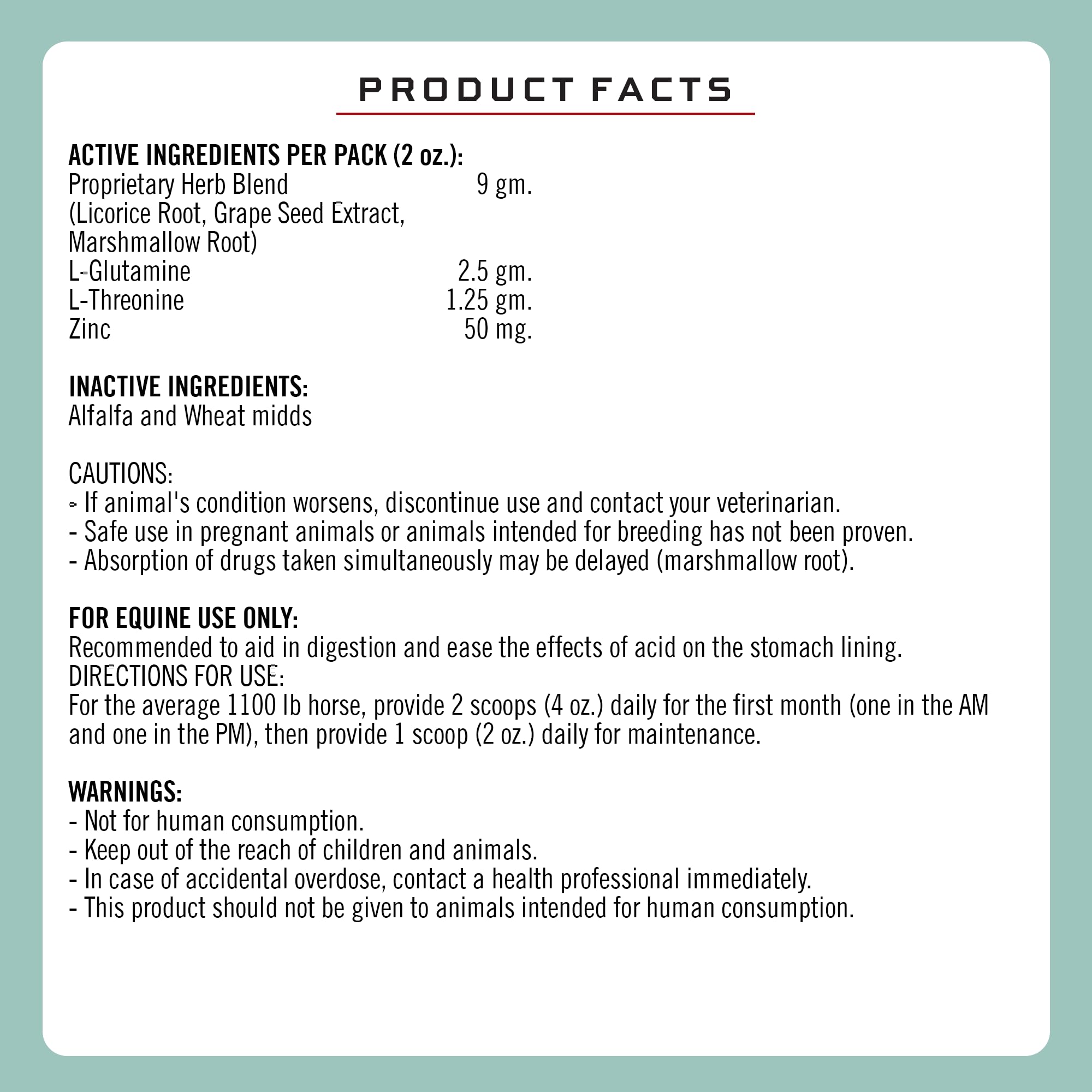 Horse at feed with Formula 707 ULZERless daily routine supporting gut health