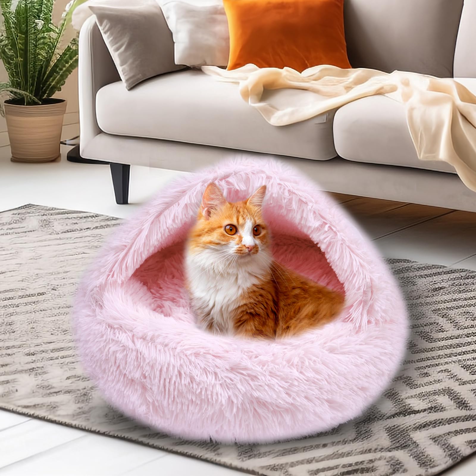 FORMYCATIE cat bed light pink fabric adds gentle color to living space