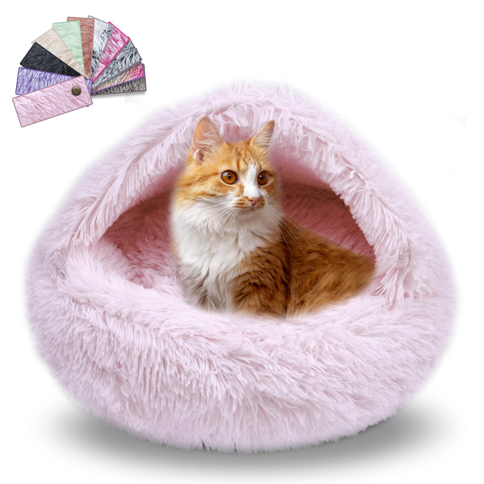 FORMYCATIE cat bed round cover closeup shows plush texture for cozy nesting