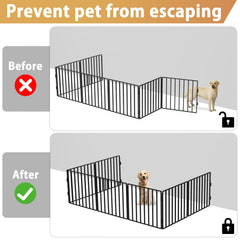 ForoGore dog-playpen-anchors-installed demonstrates sturdy wall mounting to reduce fence length.