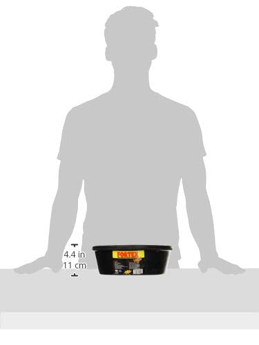 Fortex Feeder Pan side view shows crack-resistant rubber and capacity markings.