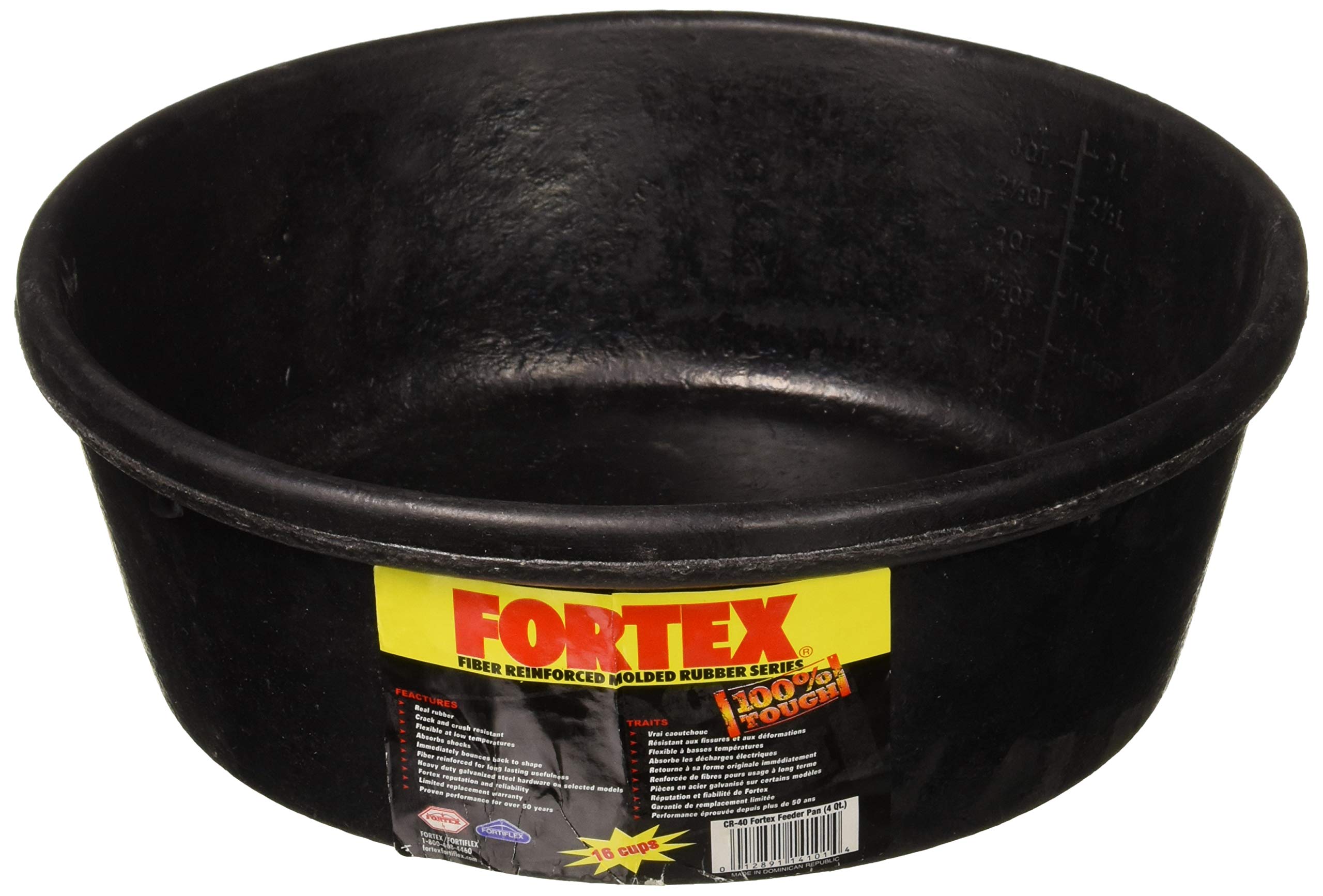 Fortex Feeder Pan front view with low-wide design for medium pets and oats measuring.