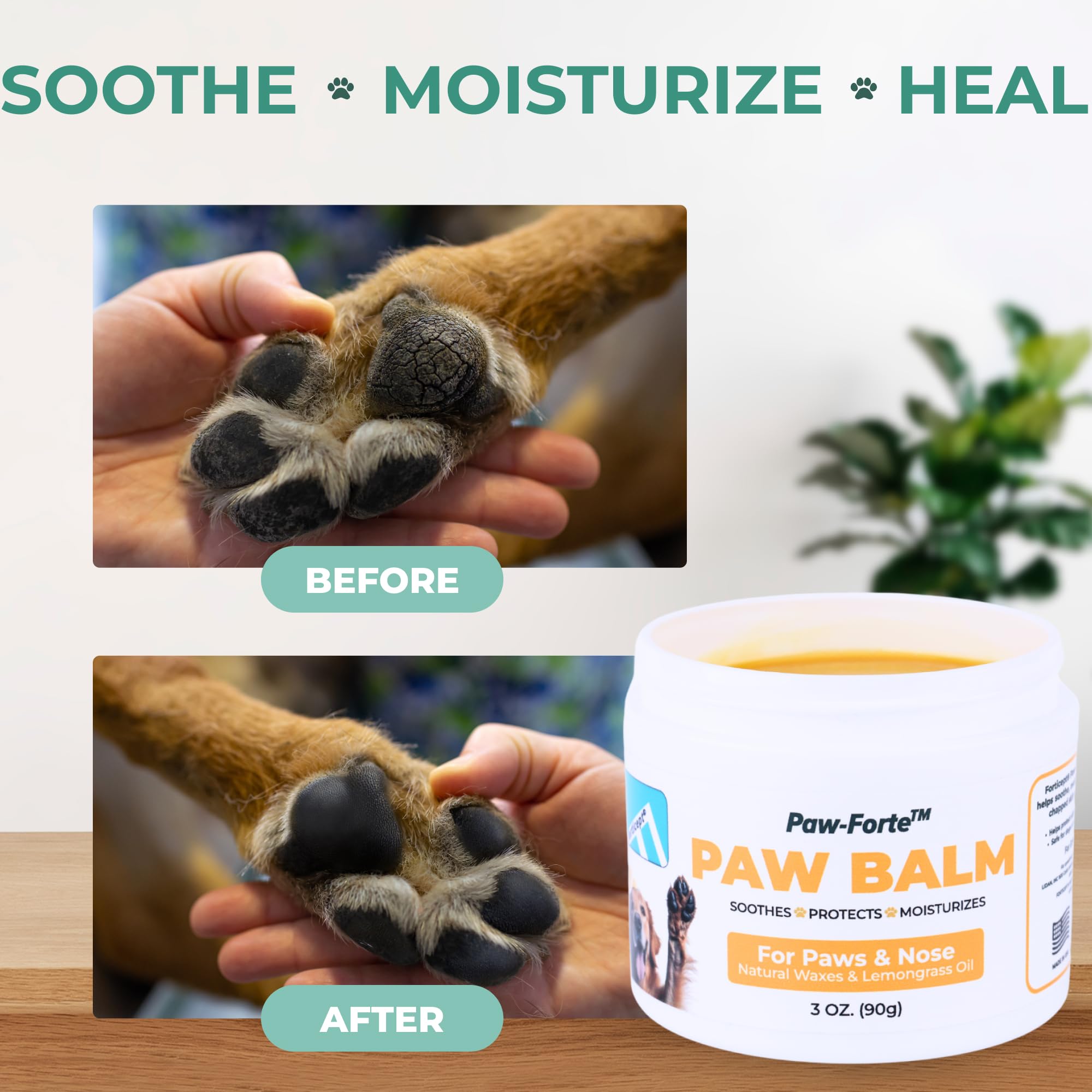Forticept PAW Balm offers 2in1 healing and moisturizing for dry pads.