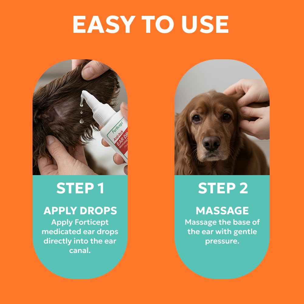 Forticept soothing ear care for pets during use.