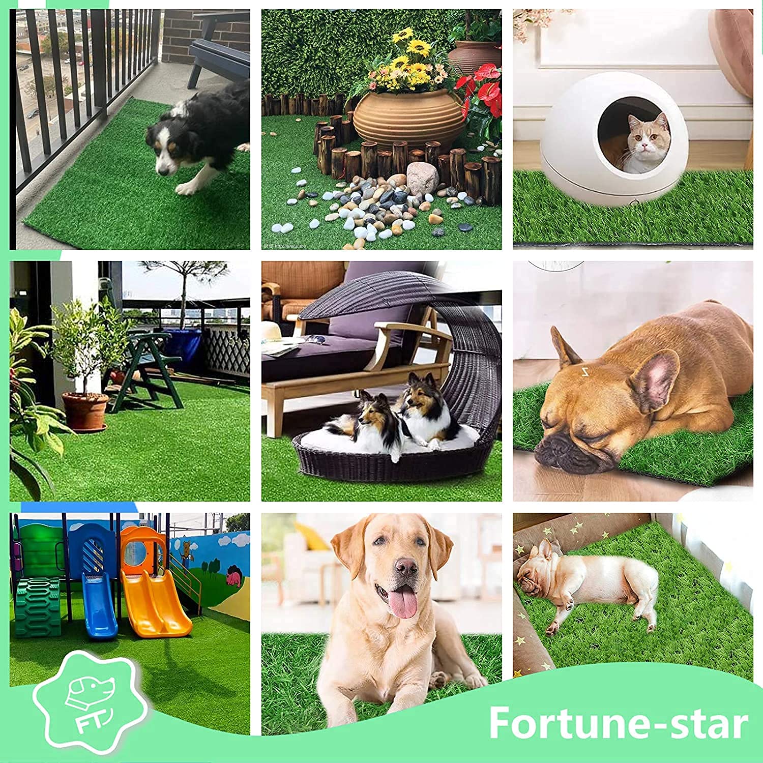 Fortune-star dog potty grass easy-clean feature shown for fast maintenance.