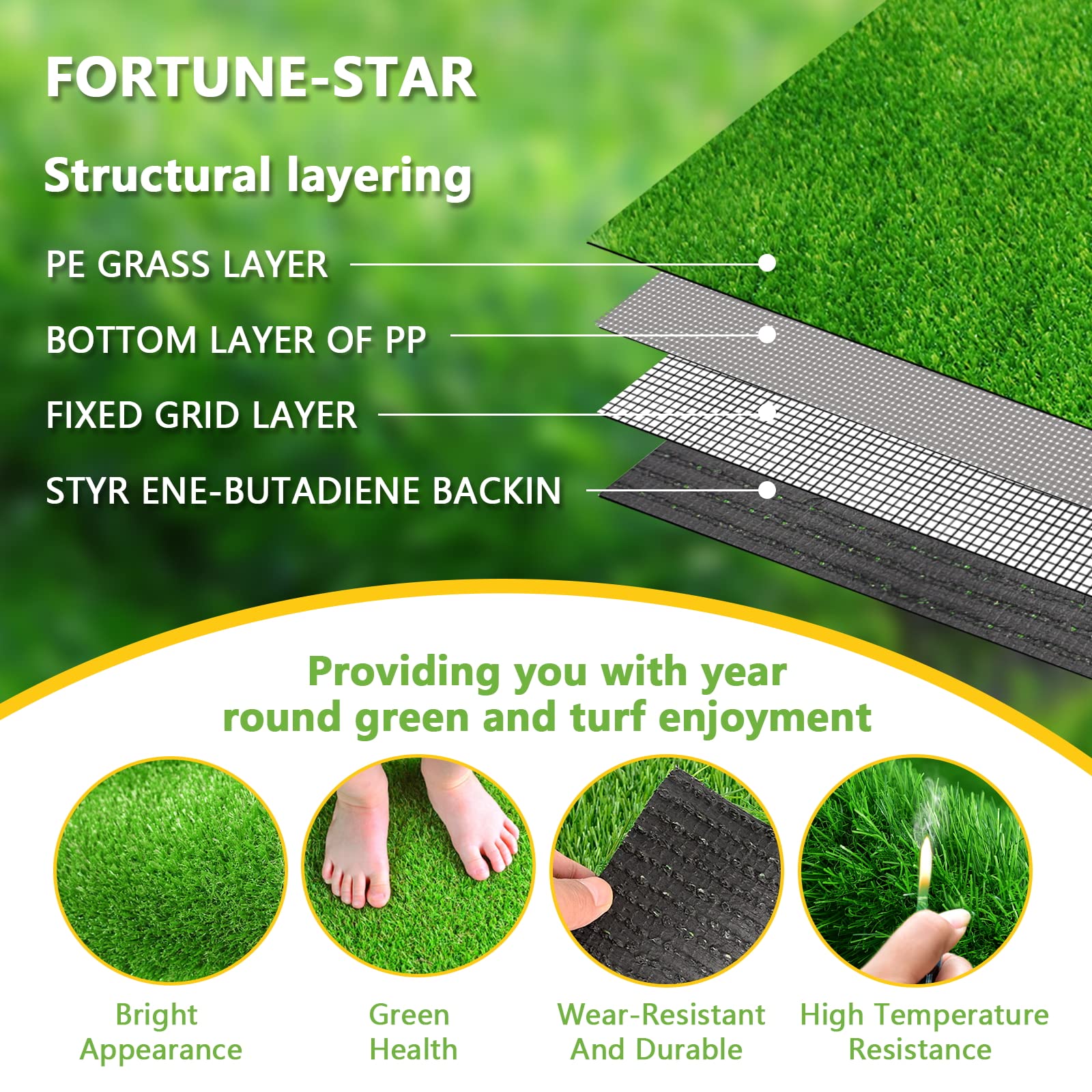 Fortune-star reusable artificial grass for dogs suitable for indoor potty and outdoor training.