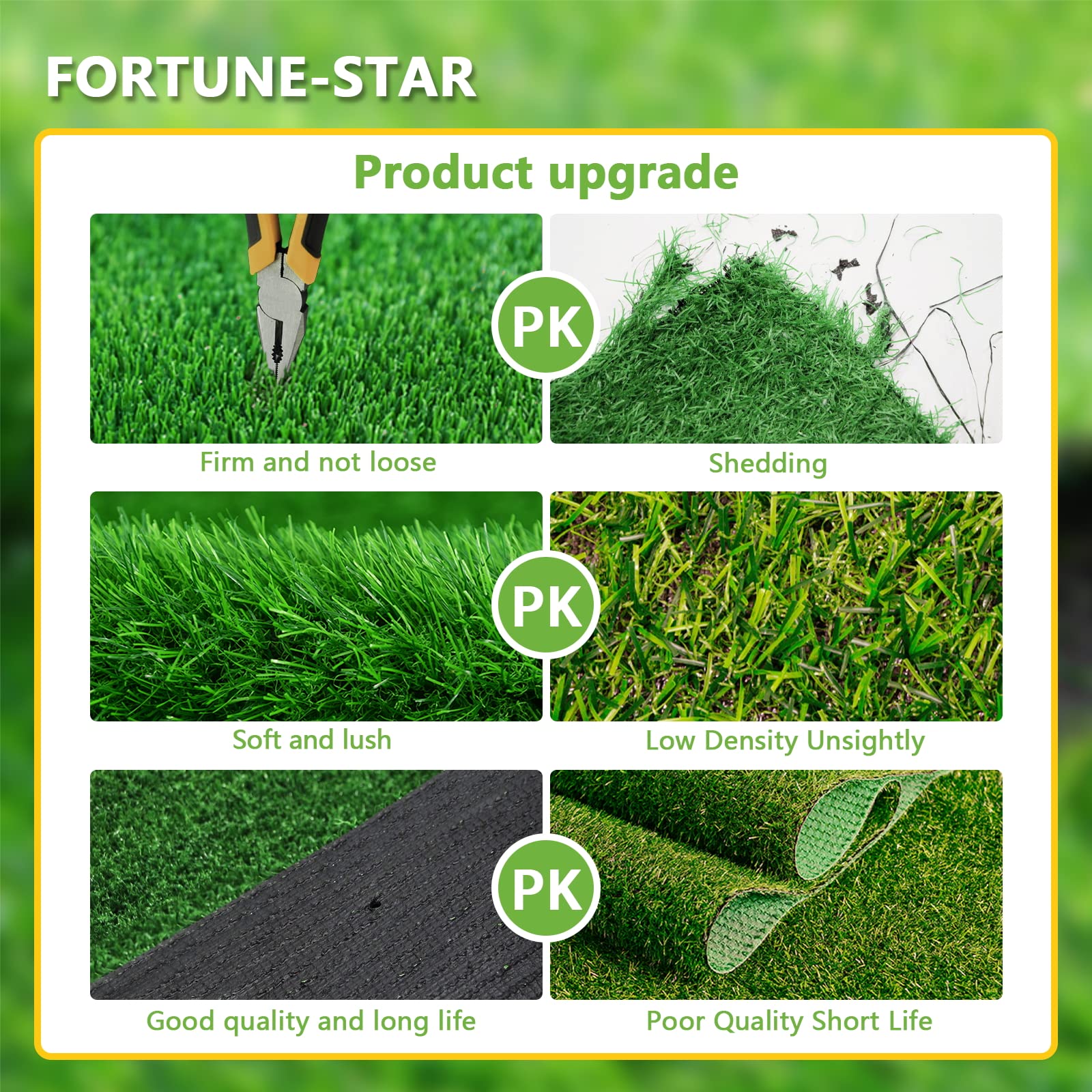 Fortune-star soft lush turf texture close-up showing high-quality material.