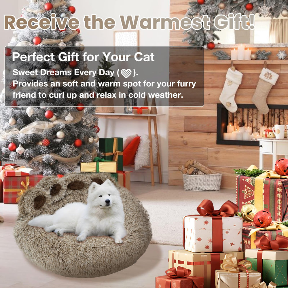 FortuneALL Calming Dog Bed cozy scene showing a calming retreat in a living room.