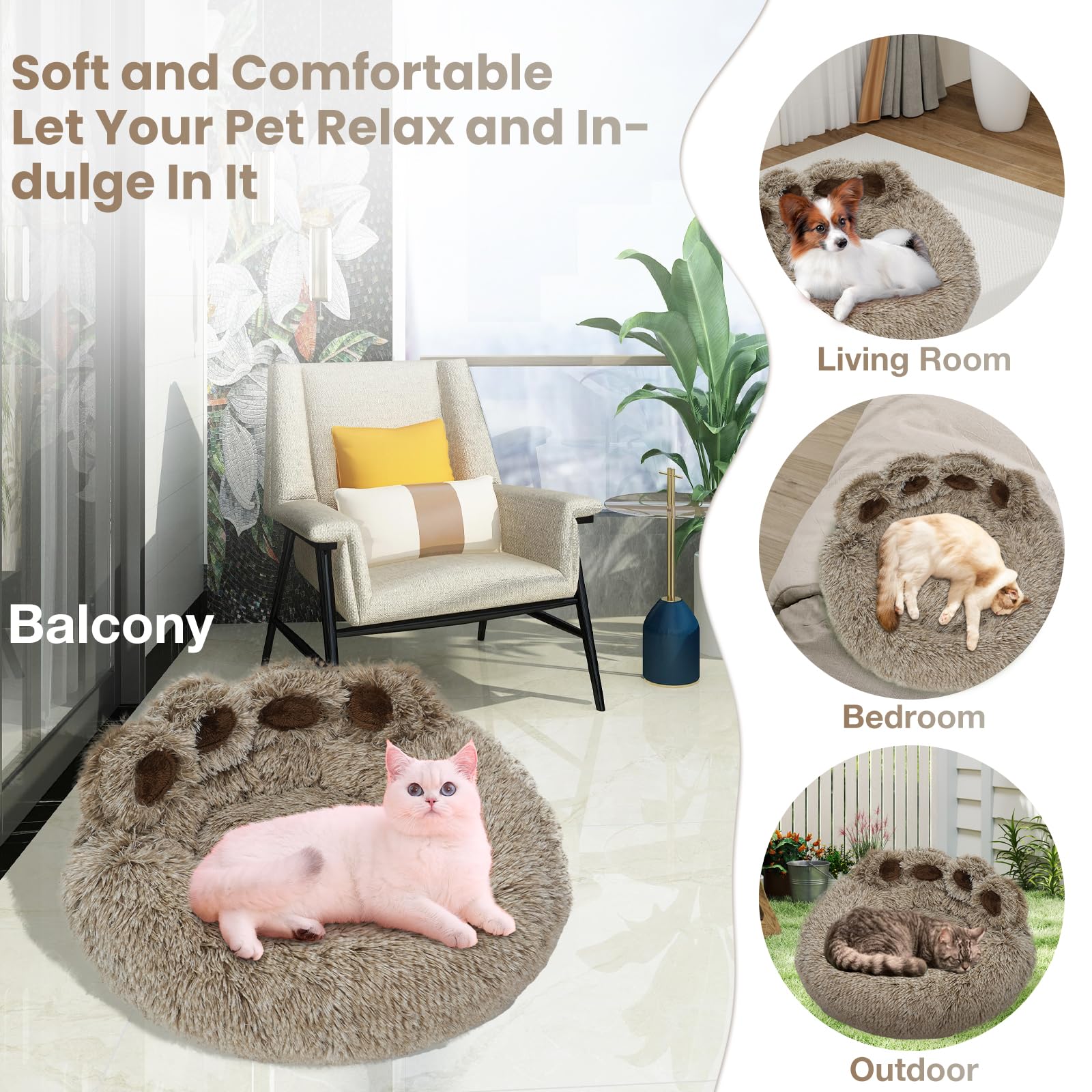 FortuneALL Calming Dog Bed plush filling cushions joints for comfort during naps.