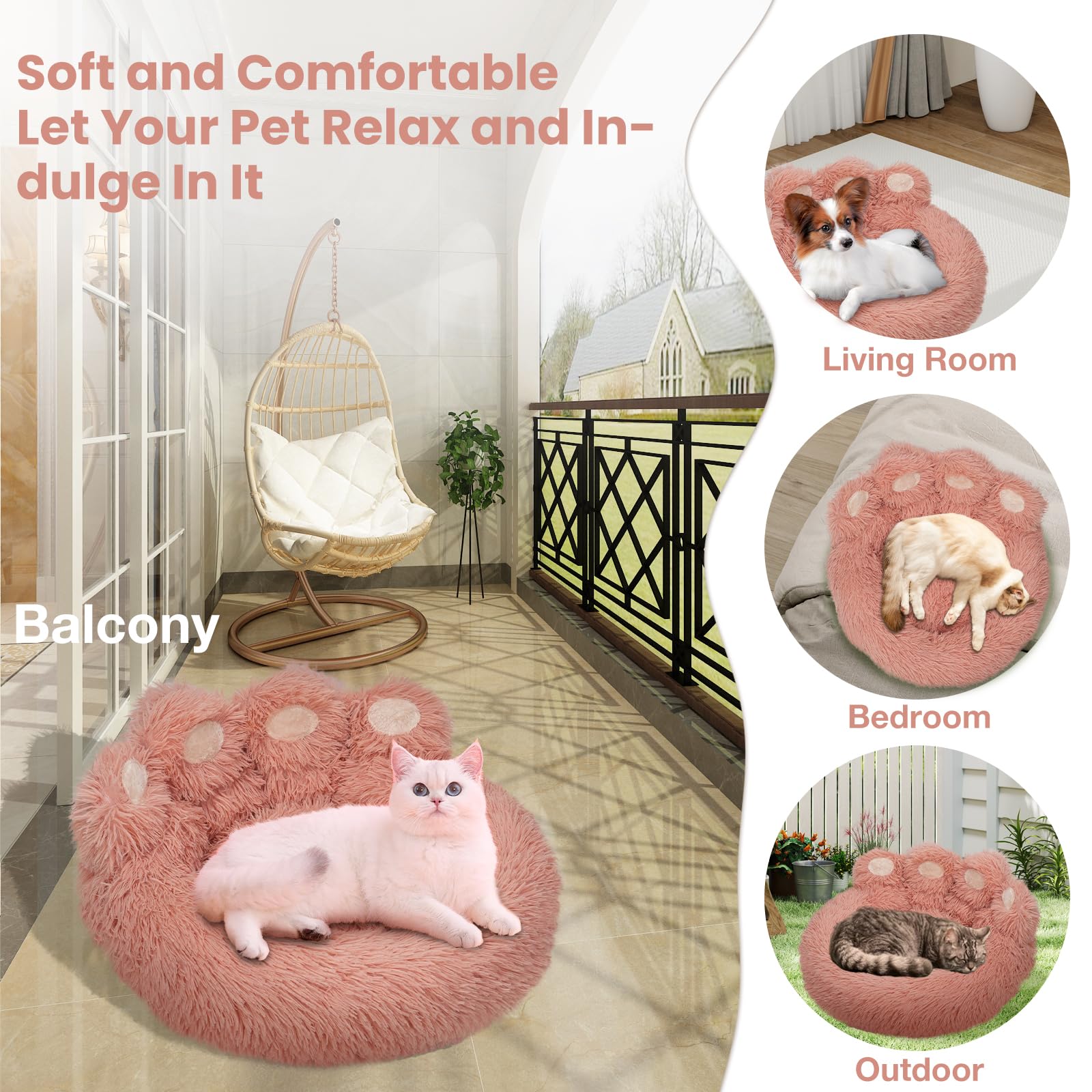 FortuneALL calming donut bed side view shows raised rim design and plush texture.