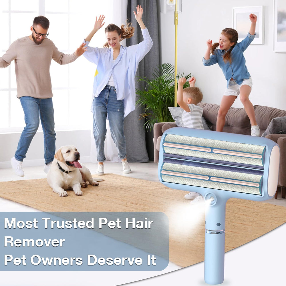 FortuneALL double roller hair remover shows deep cleaning on fabric