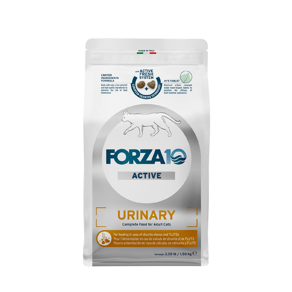 Forza10 cat food dry bowl shows limited-ingredient formula for cats