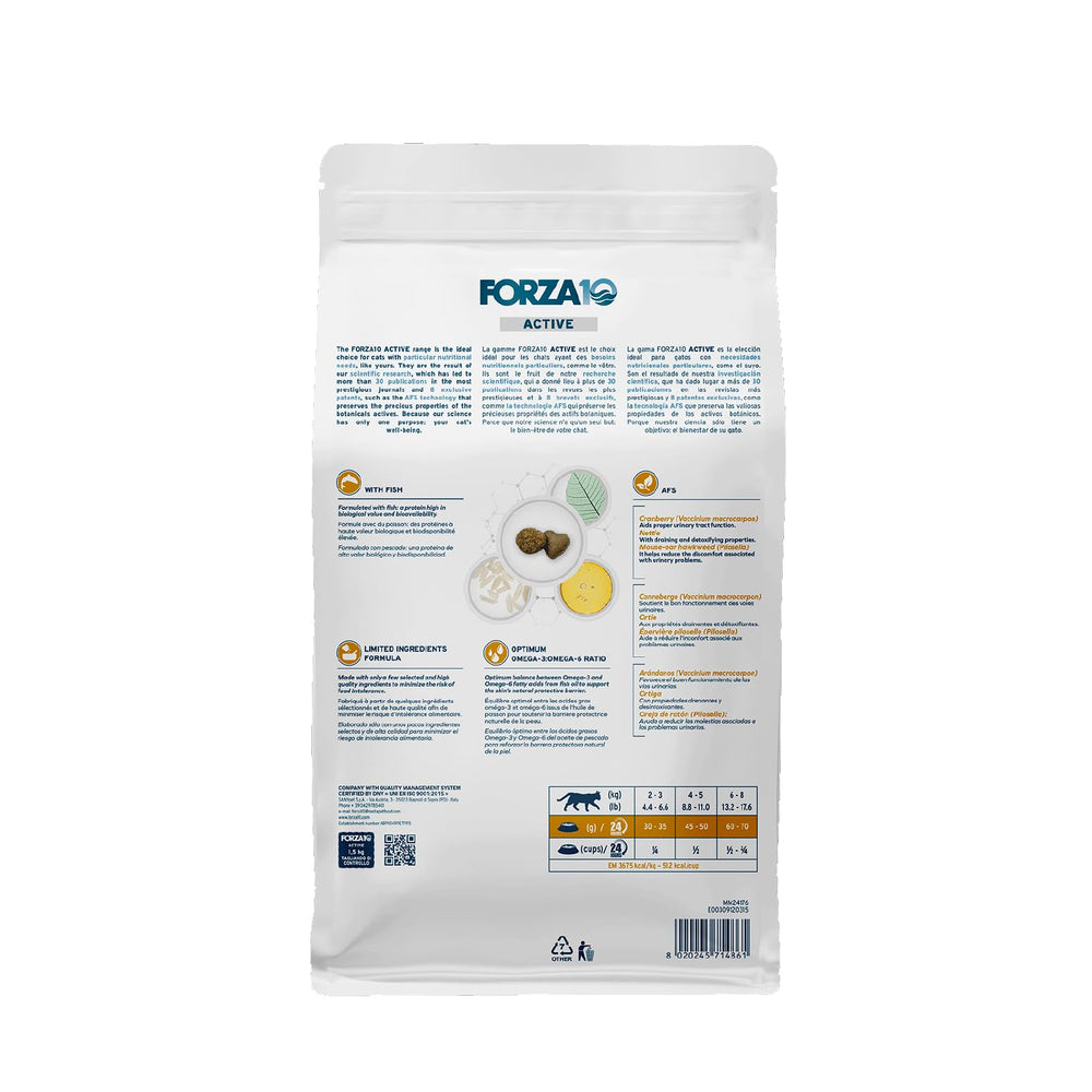 Forza10 cat food urinary-health formula label highlights urinary wellness focus
