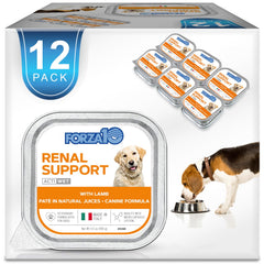Forza10 kidney-support lamb wet dog food can in a 12-pack for daily meals