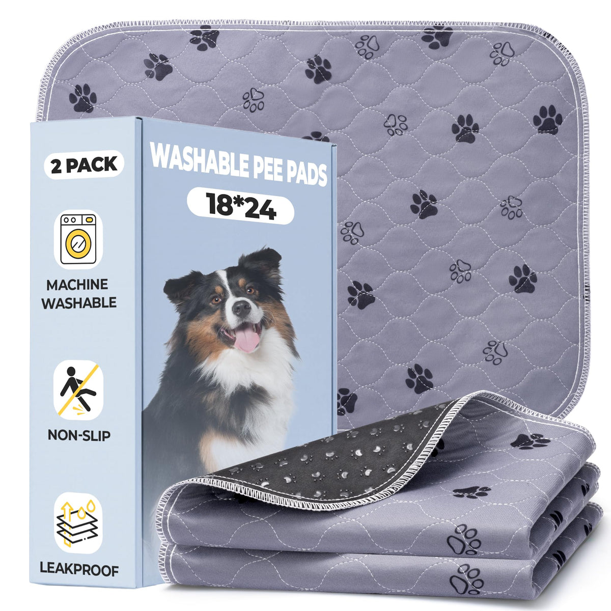 Fostanfly reusable puppy pad pack shot, 18x24, ideal for home potty training