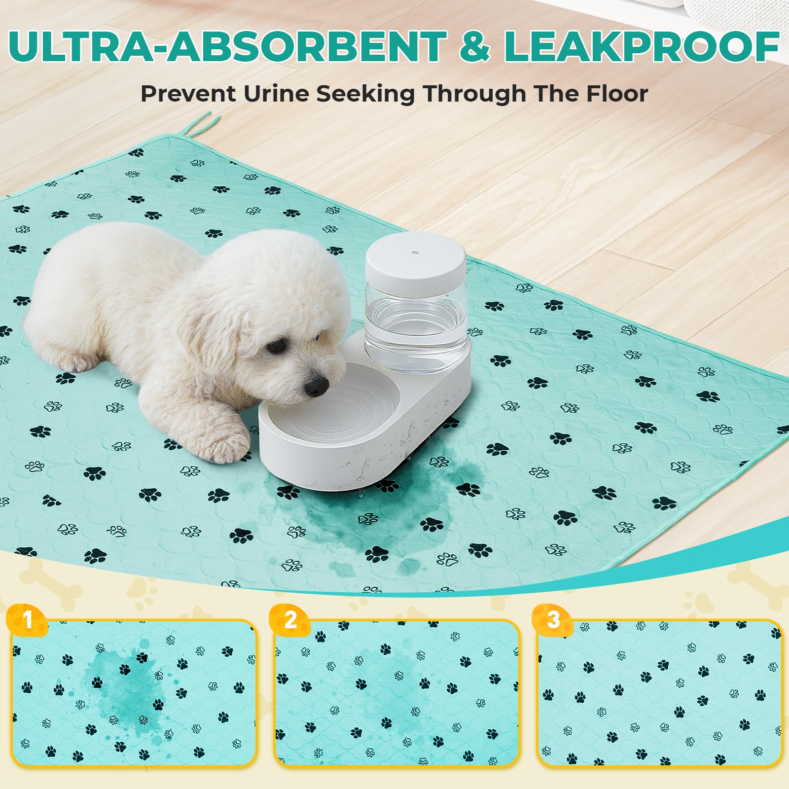 Fostanfly Washable Dog Pee Pad 2-pack folded compactly demonstrates portable storage for travel and on-the-go use.