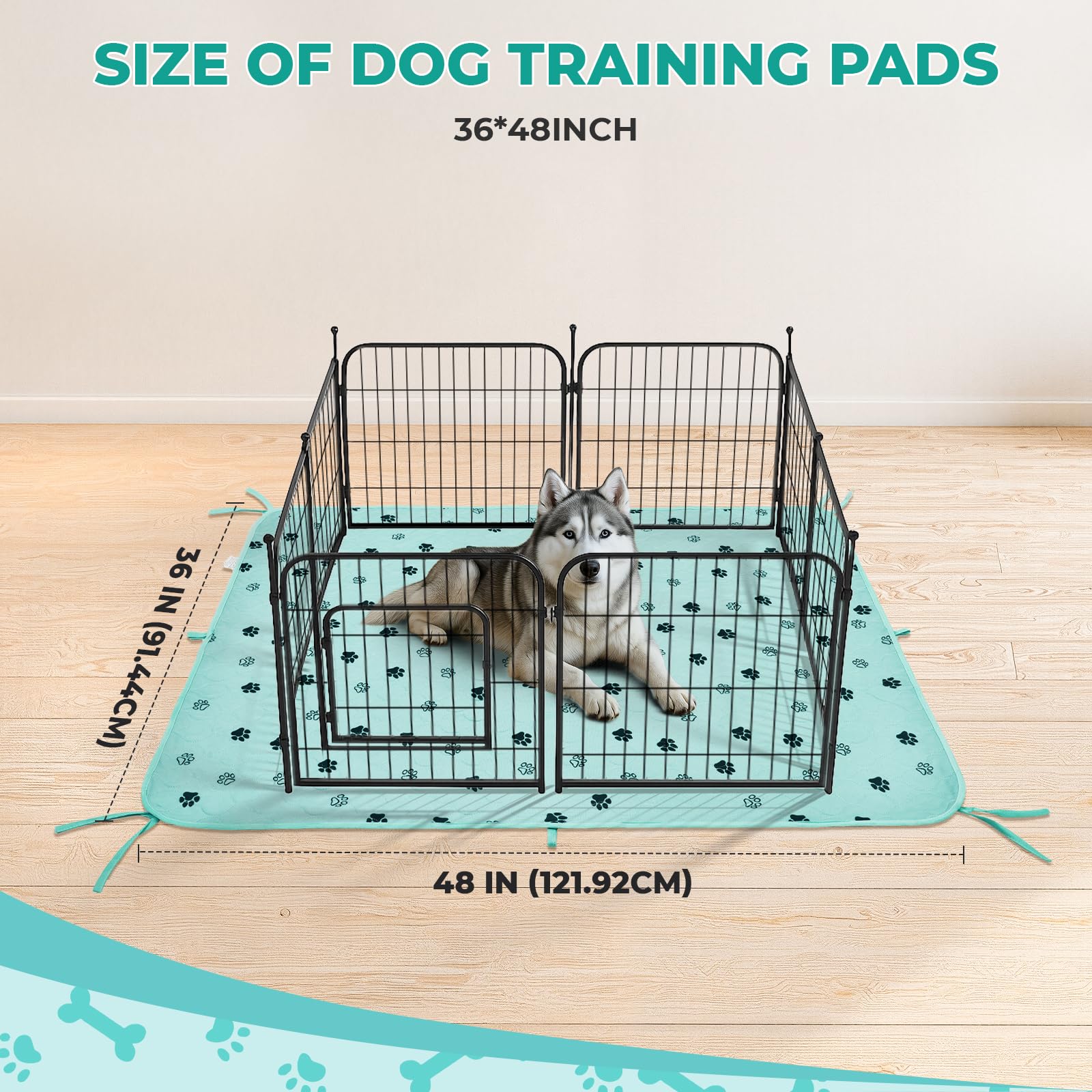 Fostanfly Washable Dog Pee Pad 36x48 front view shows a soft quilted top for pet comfort.