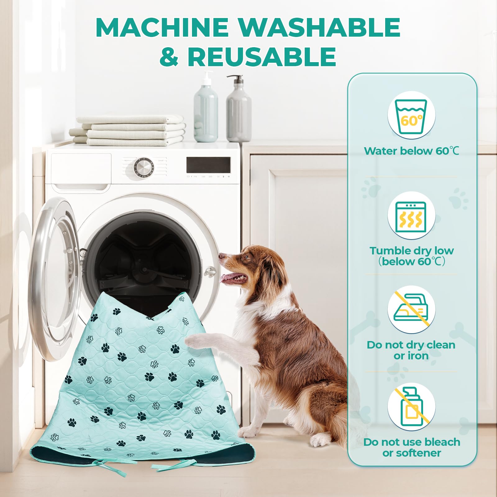 Fostanfly Washable Dog Pee Pad 36x48 in bag shows convenient two-pack for busy households.