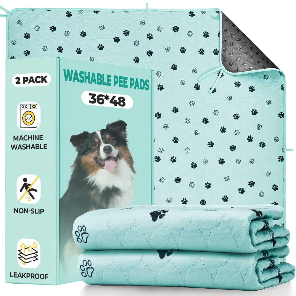 Fostanfly Washable Dog Pee Pad 2-Pack packaging highlights reusable, easy-care design.