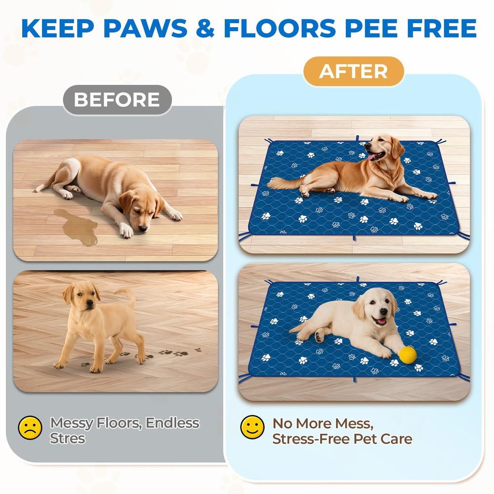 Fostanfly washable pee pad large 36x48 with 8 lanyards demonstrates secure crate or car training setup.