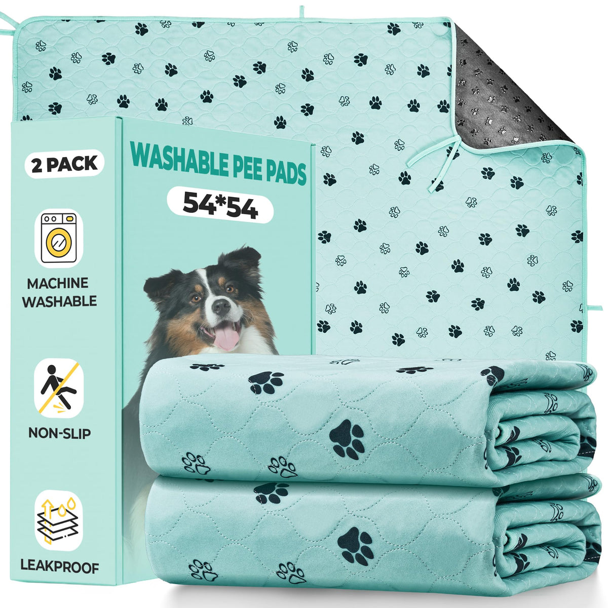 Fostanfly washable pee pads setup shows a large reusable training surface for dogs.