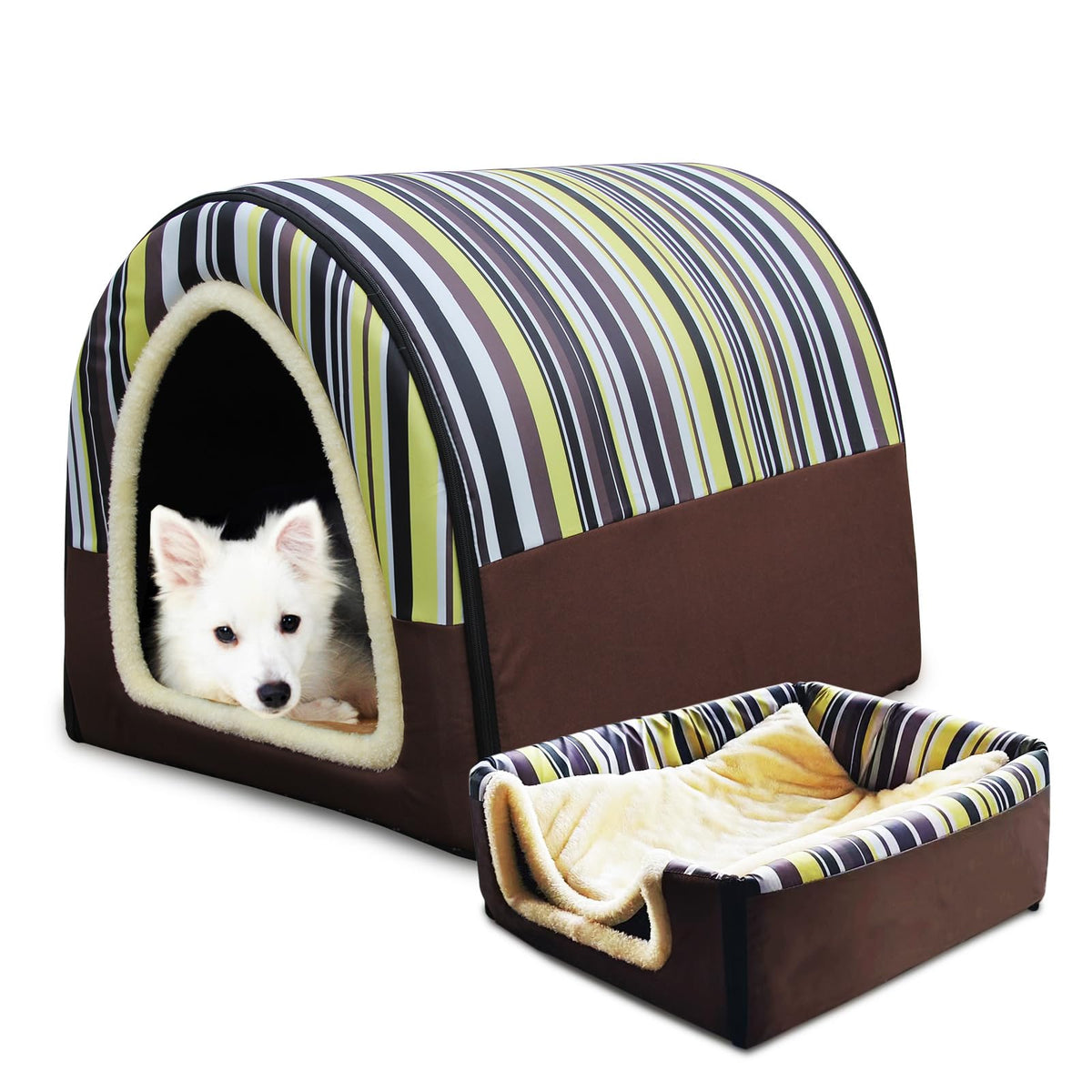 FOUIYIUTU dog bed two-ways usage demonstrates versatile comfort for small to medium pets.