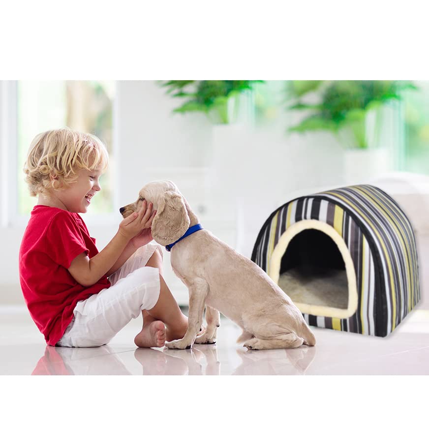 FOUIYIUTU pet house features highlight warmth, water repellent outer, and non-slip bottom.
