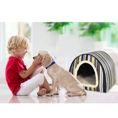FOUIYIUTU pet house features highlight warmth, water repellent outer, and non-slip bottom.