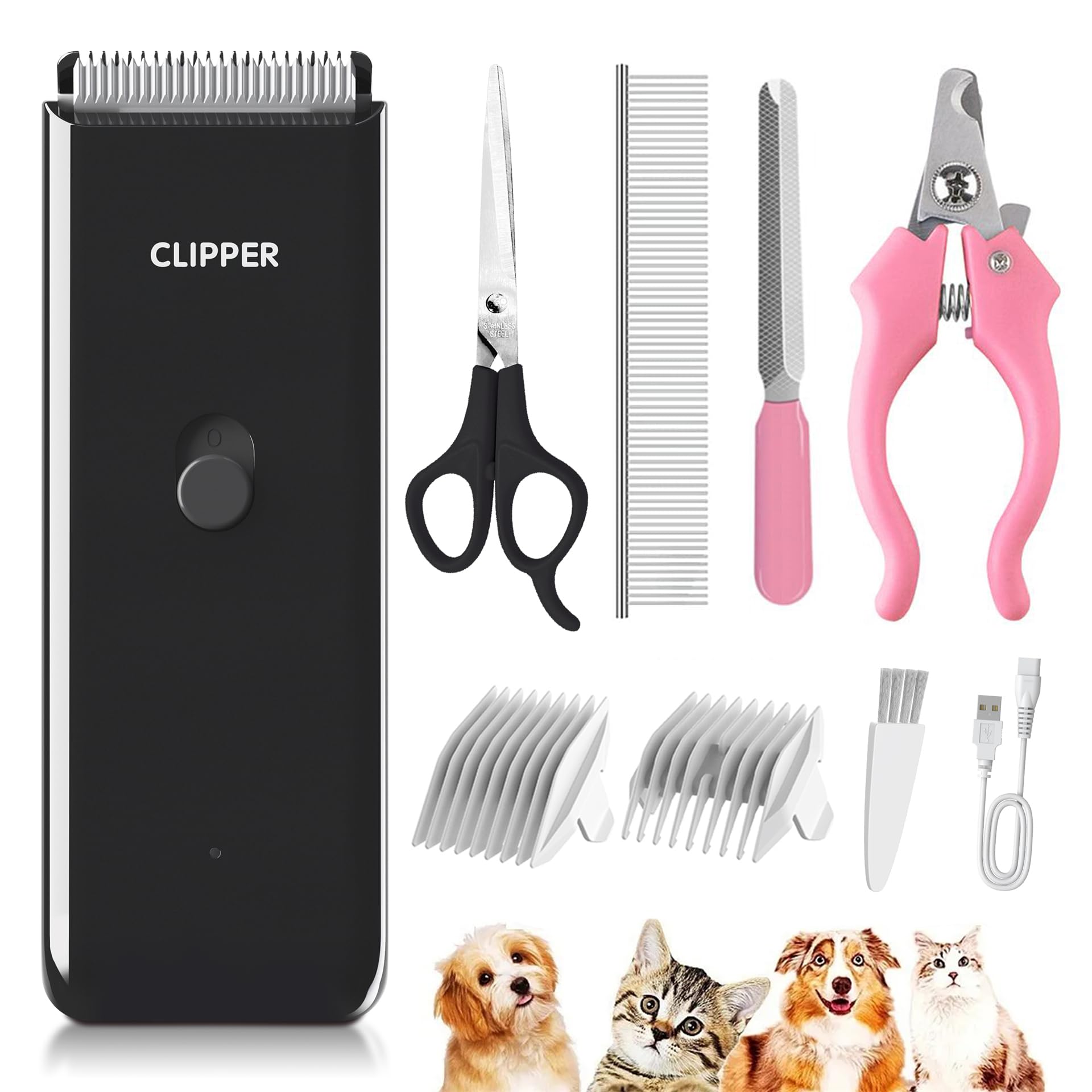 Founouly Black Dog Cat Clippers main unit for precise at-home grooming.