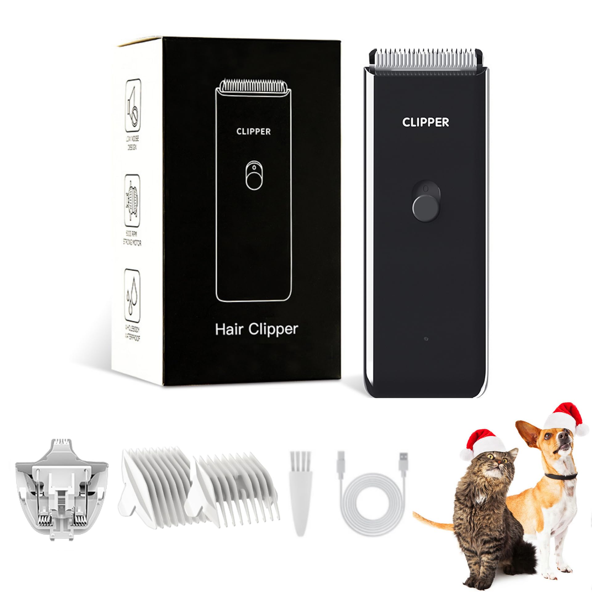 Founouly grooming kit waterproof body shows IPX7 protection for wash-friendly grooming.