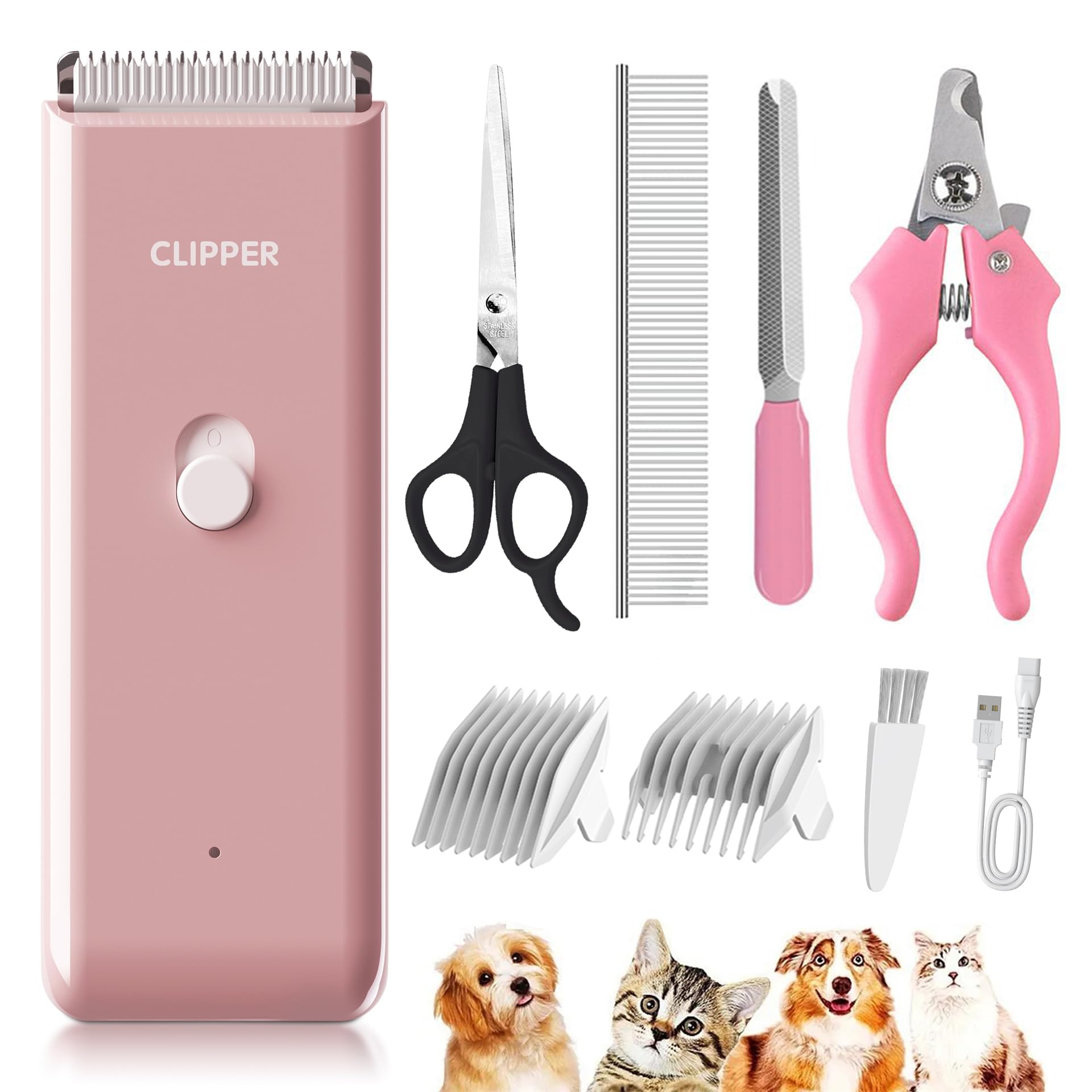 Founouly Pink clipper front view enables convenient home grooming