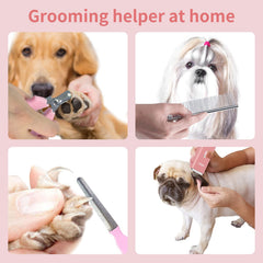 Founouly Pink clipper with guard combs demonstrates thick coat handling