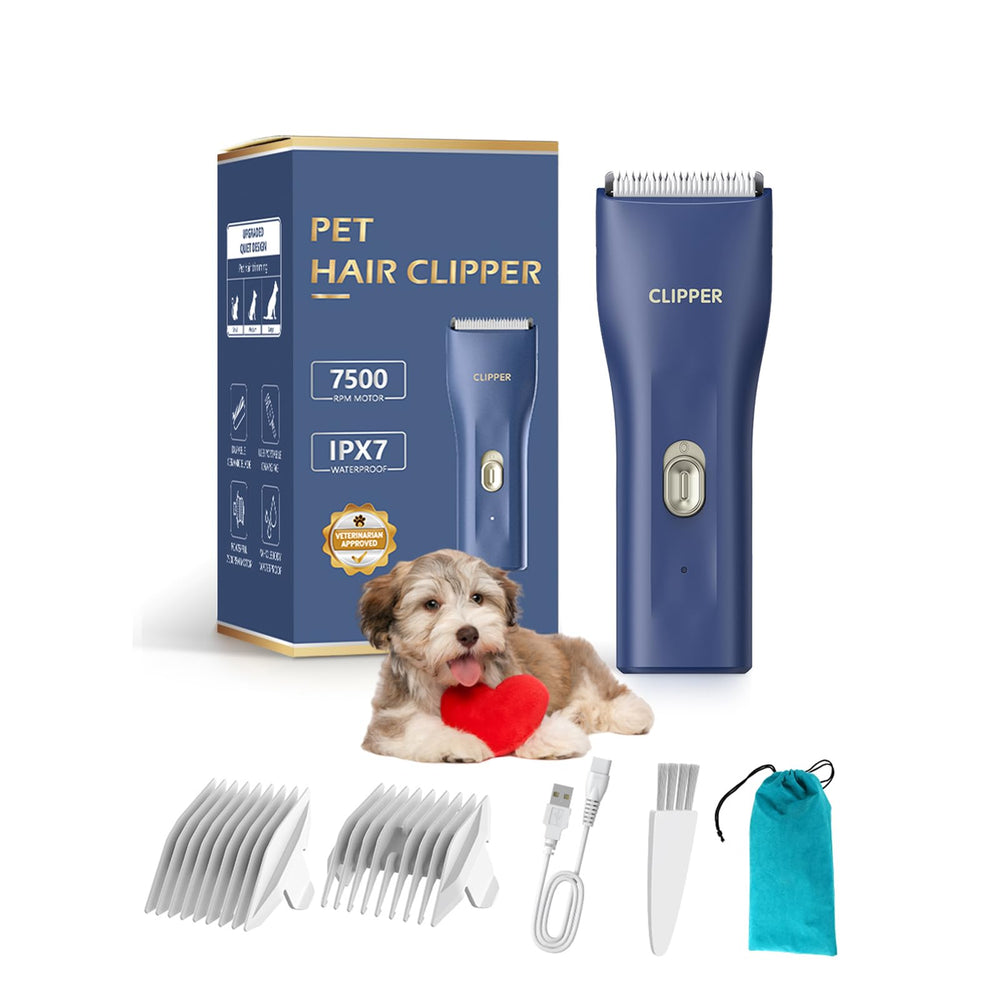 Founouly waterproof clipper body demonstrates IPX7 protection for easy cleaning after a bath-time trim.
