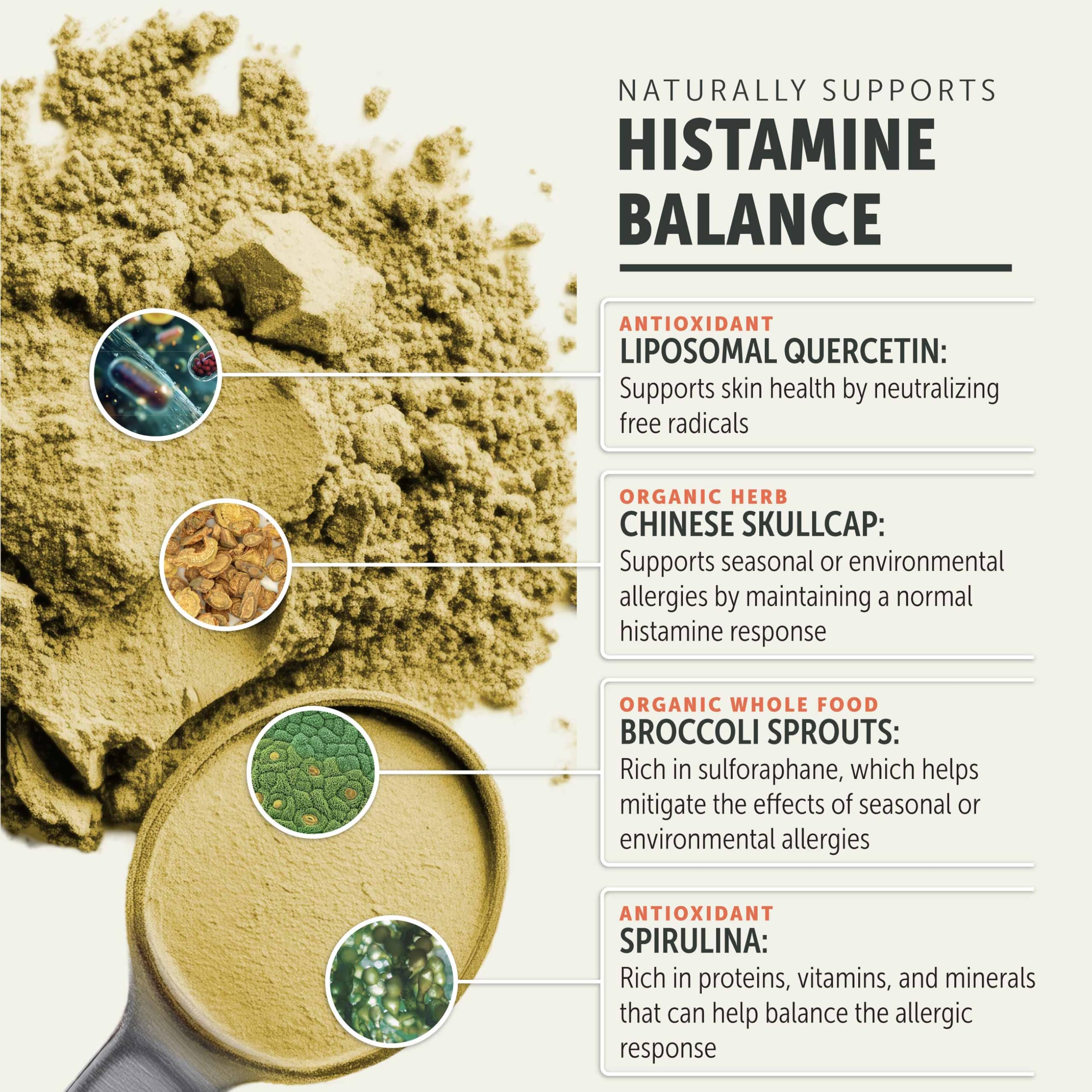 Four Leaf Rover Harmony ingredients-quercetin highlight histamine support.