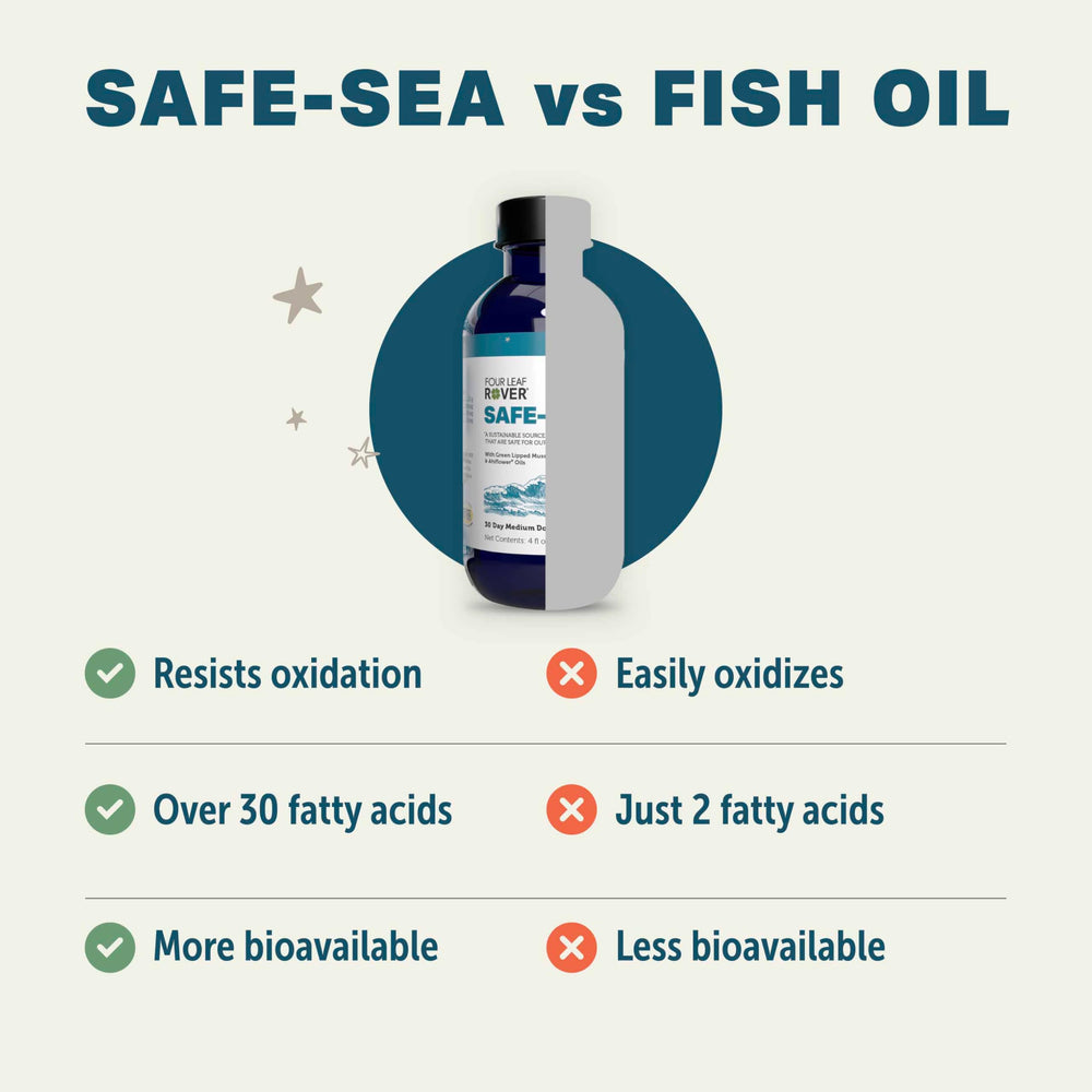 Four Leaf Rover Safe-Sea supports daily activity with potential joint comfort for dogs.