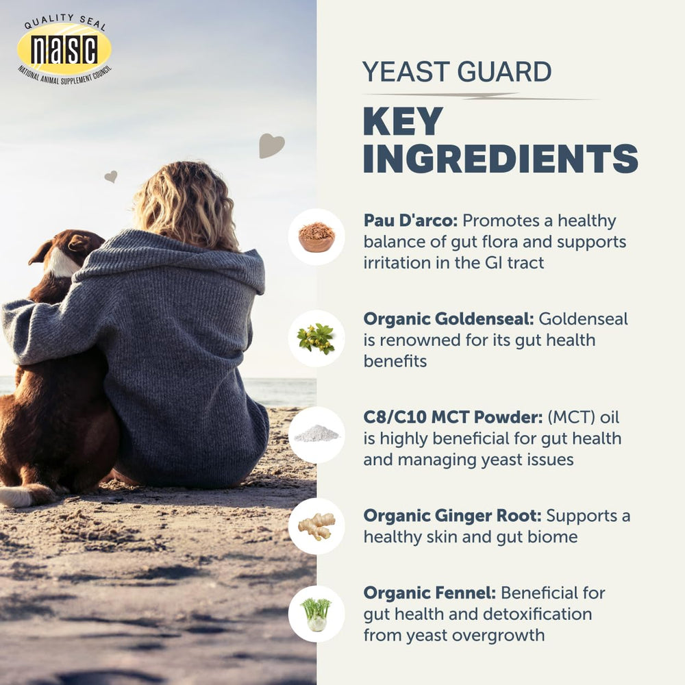 Four Leaf Rover Yeast Guard paw care helps soothe irritated paws.