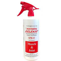 Four Oaks Farm Ventures Natural Release spray bottle closeup for quick relief of sore muscles