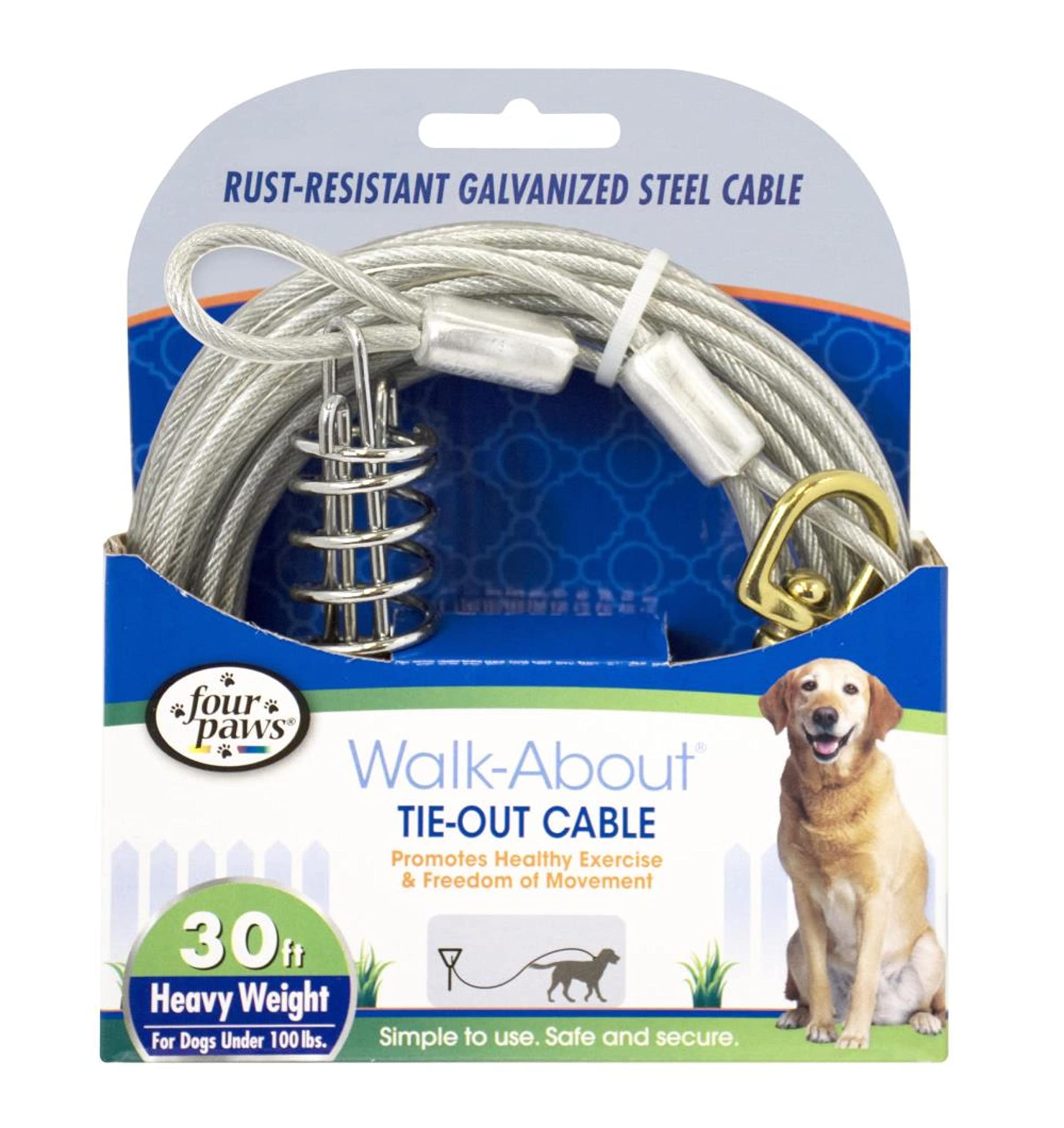 Four Paws Heavy Weight Tie Out Cable in coils demonstrates rugged outdoor durability
