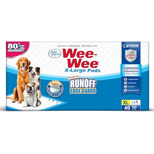 Four Paws Wee-Wee floor protection keeps floors dry during potty time.