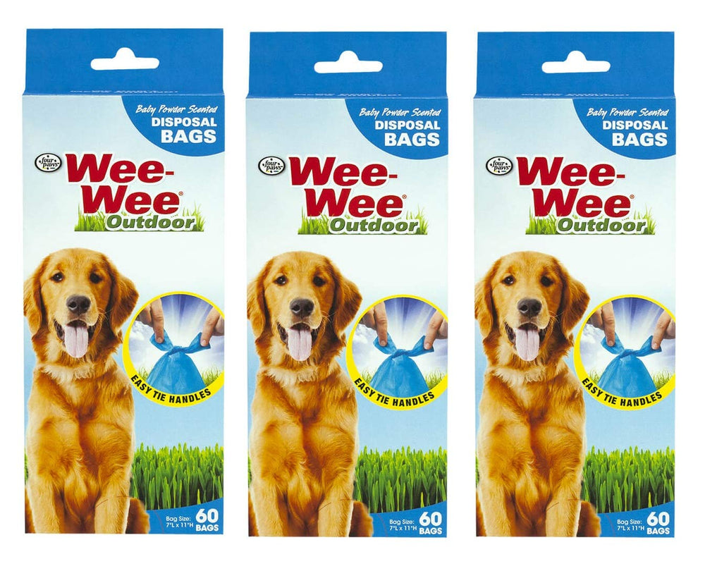 Four Paws Wee-Wee Bags 60-pack in a portable dispenser for quick on-walk cleanup